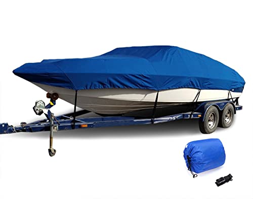 AMGJ Funda para Barco 210D Cubierta para Lancha Impermeablepara V-Hull, Tri-Hull, Bass Boat, Pro-Style, Barco de Pesca, Runabout, Azul,11~13FT: 420x270cm Cover