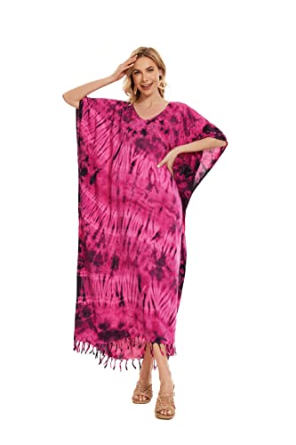 Image of Beautybatik Women Hippie Tie Dye Caftan Kaftan Loungewear Maxi Plus Size Long Dress XL to 4X