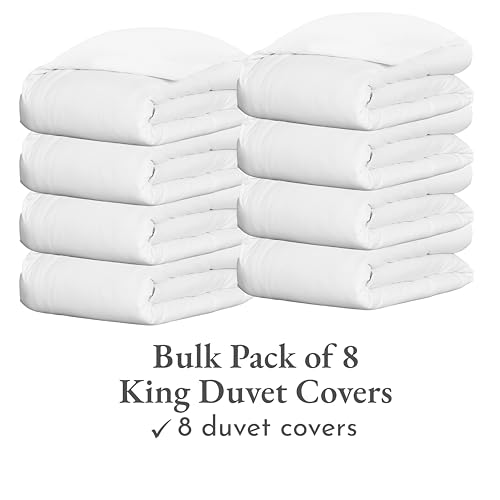 Image of California Design Den Bulk Pack of 8 King Size Duvet Covers (Not a Set) - 400 Thread Count 100% Cotton Sateen, Case Includes 8 Duvet Covers Only (White)