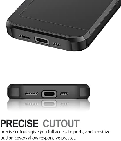 Coolden Compatible with iPhone 14 Case Wallet Case Armor Shockproof Case Heavy Duty Protective Case Hard PC Back Soft TPU Bumper Card Holder Slot Wallet Case Cover for iPhone 14 Phone Case (Black)