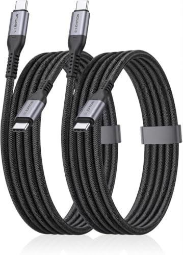 LENTION USB C to USB C Cable, 2-Pack 6.6ft 100W(2m), Braided Type C Charger Fast Charging Cable for iPhone 17/16/15 Pro Max/Air, MacBook Pro/Air/Neo, iPad Pro, Samsung Galaxy S25/S24/S23 Ultra(Gray)