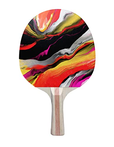 TigerTail Sports Abstract Paint Splash Colorful Design Ping Pong Paddle, Premium 5 Ply Table Tennis Racket (Red on Back)