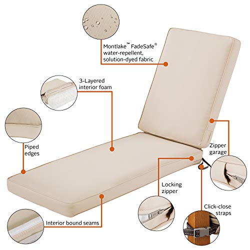 Classic Accessories Montlake Fadesafe Fadesafe Water-Resistant 72 X 21 X 3 Inch Patio Chaise Lounge Cushion, Antique Beige, Outdoor Seat Cushion #TOP5