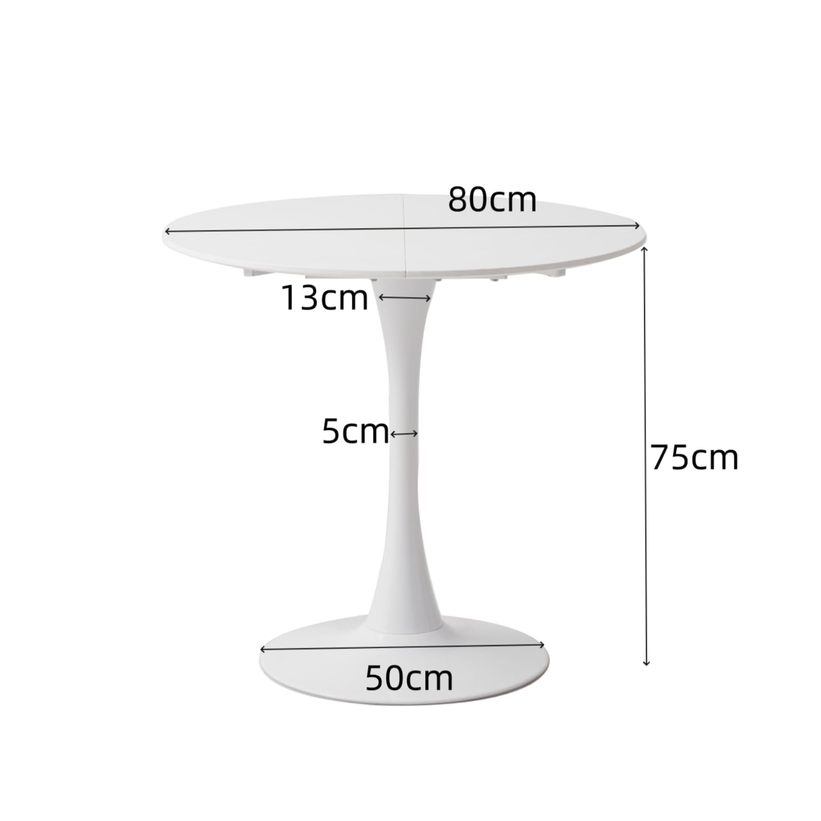 Table à Manger Ronde Moderne, Table à Manger Décontractée Ronde de 80 cm, Adaptée pour 2 à 4 Personnes, Très Adaptée au Salon, Salle à Manger, Cuisine, Café - Blanc