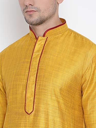 Image of VASTRAMAY Men's Beige Cotton Kurta and Pyjama Set