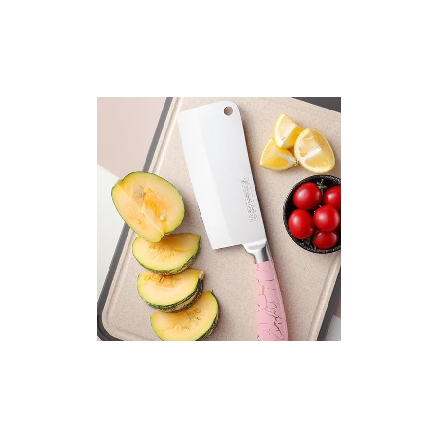 Kitchen Knife Set Knife Block Set,8-Piece Kitchen Knife Set, Stainless Steel Kitchen Knife Set, Dishwasher Washable Ultra-Sharp Blade Ergonomic Handle Pink