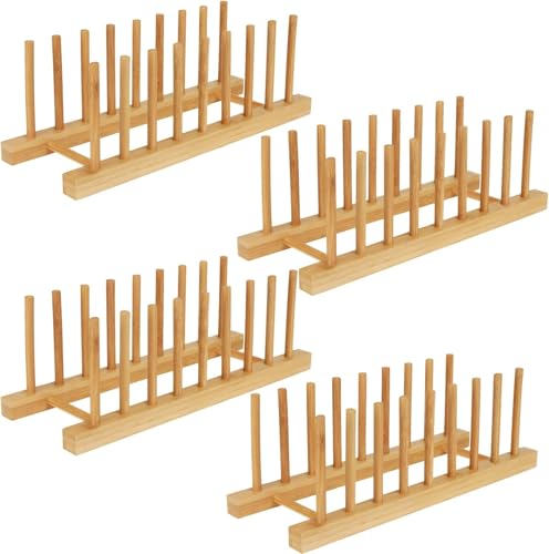 hvominxs 4 Stück Tellerständer Teller Organizer mit 8 Fächern Platzsparend Küchenschrank-Organizer für Schüssel Tasse