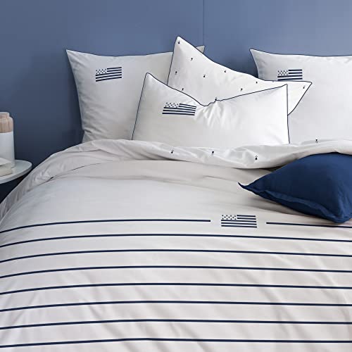 MATT & ROSE Gwennhadu Bretagne Parure de lit Housse de Couette 240 x 220 cm + 2 Taies d'oreillers 63 x 63 cm 100% Coton 47244 Blanc