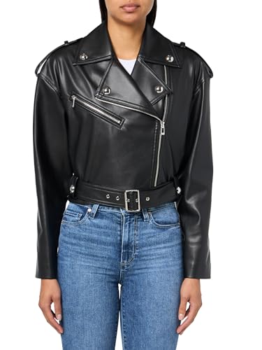 HUGO Aridera blouson motard femme cuir véritable veste perfecto noir haut de gamme