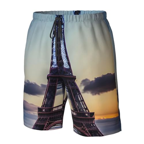 Eiffel Tower Print Stylish Beach Shorts Swim Trunks Lightweight Breathable Summer Outdoor Activities 5