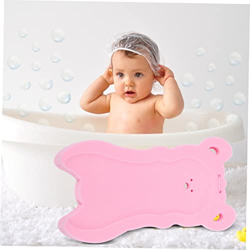Almohadilla de baño para recién nacido con esponja rosa de oso 5