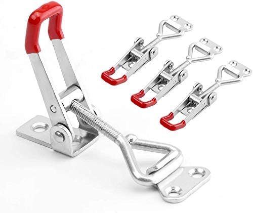 4-Pack Houkiper Pull Latch - Metal Adjustable Door Cabinet Box Case Toggle Latch Hasps Toggle Clamp - 360 Lbs Capacity (S (3.51.10.8"))
