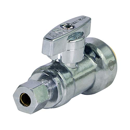 Midline Valve Vqttd1238 Push-Fit Water Supply Stop Valve One Piece Design; Straight Shut-Off For Toilet, Sink, Dishwasher, Heater; 1/2 In. Push X 3/8 In. Comp; Chrome Plated Brass #TOP1