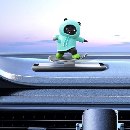 Image of REWOP Skateboarding Panda Car Dashboard Toy -Auto Sliding Motion Decor, Cool Sliding Car Accessory, Fun Car Interior Decoration Accessories (Blue)