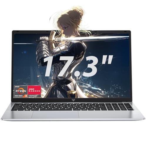 ACEMAGIC Ordenador Portatil 17,3 Pulgadas Ryzen 4300U hasta 3,7 GHz (Superar N95/N150/3500U/3200U) Portátil 16GB Ram DDR4 512GB SSD Expansión 2TB, 1080P FHD, USB, BT, HDMI, Laptop Plata para Trabajo