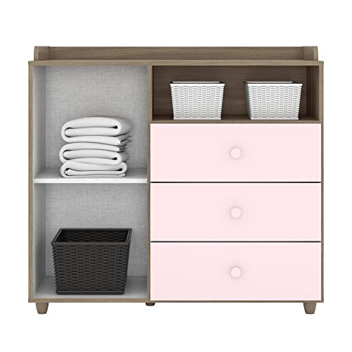 Quarto de Bebê Completo com Berço 3 em 1 Guarda-roupa 3 Portas e Cômoda Giz de Cera Espresso Móveis
