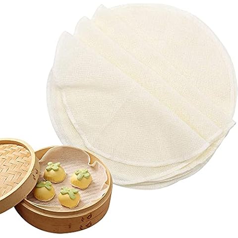 10 Pieces Cotton Steamer Mat, Steamer Cotton Kitchen mat, Mesh Steamer Pad, Steamer Papers Mat, Dim Sum Mat, Reusable Non-Stick Round Cheesecloth Steamer Pad, for Steam Baskets, Steam Cooker, Dim Sum Cover