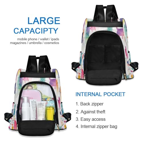 Mochila de viaje con gatos en acuarela para evitar robos 5