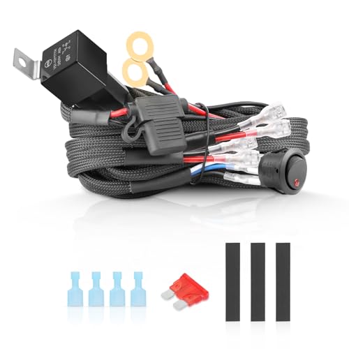 Image of Wiring Harness 2 Leads, AKD Part Light Bar Wire Harness Kit for LED Light Bar Fog Lights w / 12V 40A Relay Fuse Rocker Switch Wiring Harness for ATV UTV SUV Offroad Trucks Pickup Boat
