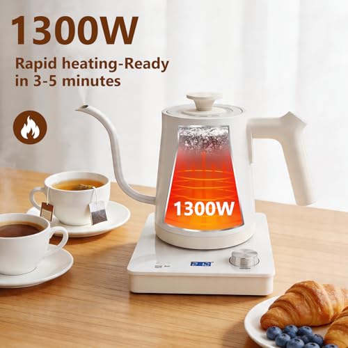 Tetera eléctrica blanca con pantalla LED y control dial miniatura 3