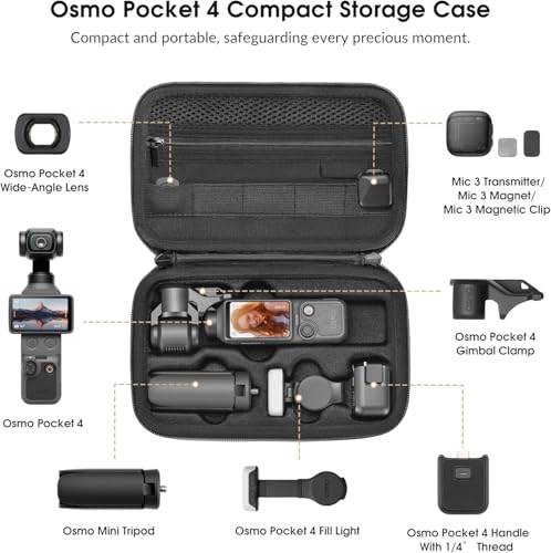 Image of LEQTRONIQ All-in-One Carrying Case for DJI Osmo Pocket 4 - PU Protective Bag with Shoulder Strap (Adjustable Strap and Carry Handle) Creator Combo, Vlogging & Outdoor Shooting