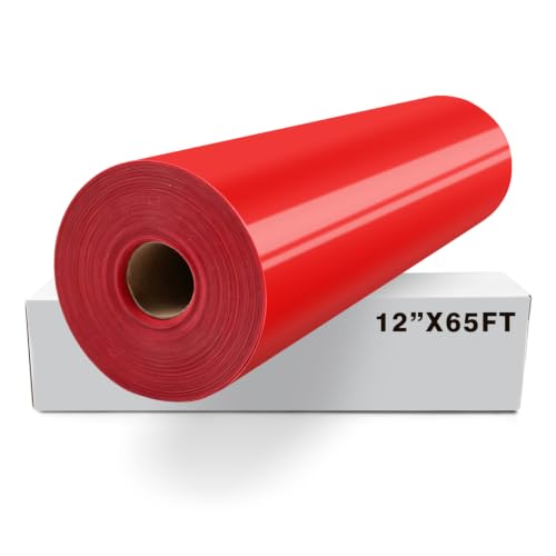 Image of FUNKAKA Heat Transfer Vinyl Rolls, 12 inch x 65ft Red Iron on Vinyl for Shirt | Glossy HTV Vinyl for All Cutter Machines - Easy to Cut & Weed for Heat Transfer Design