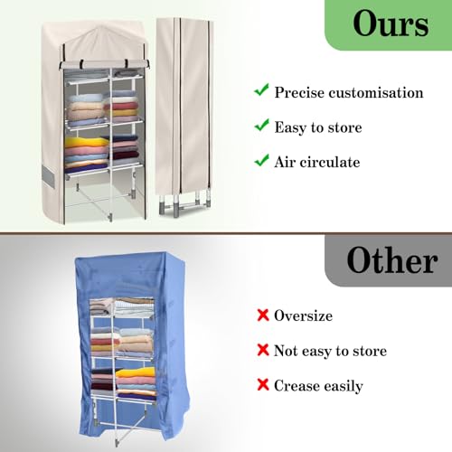 Rilime Accessories Set for 3-Tier Heated Clothes Airer, 500D Heated Clothes Airer Cover, Windproof UV-Resistant Oxford Fabric for Heated Clothes Dryer (only cover) 75 * 73 * 137cm - Image 6