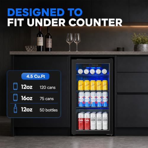 Image of 4.5 Cu.Ft Under Counter Beverage Refrigerator, Glass Door, ETL