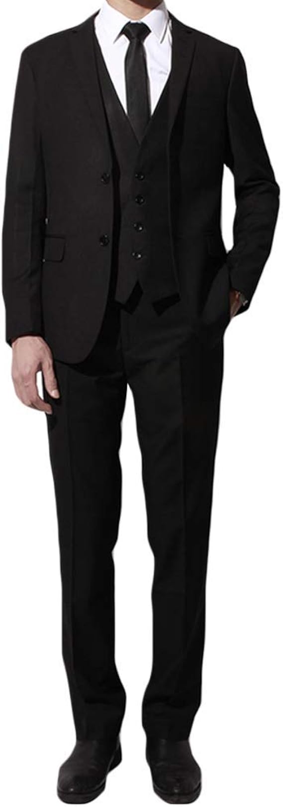 Amazon Co Jp Yimanie フォーマルスーツ メンズ スリーピース セットアップスーツ ブラックスーツ 一つボタン 二つボタン ビジネス 紳士服 オールシーズン オシャレ カジュアル 礼服 喪服 冠婚葬祭 黒 防シワ スリム 細身 服 ファッション小物