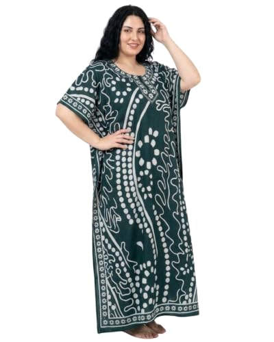 Image of Oussum Plus Size Kaftan Dresses for Women, Polyester Summer Caftan Cover Up Maxi Beach Dress, 1X-3X