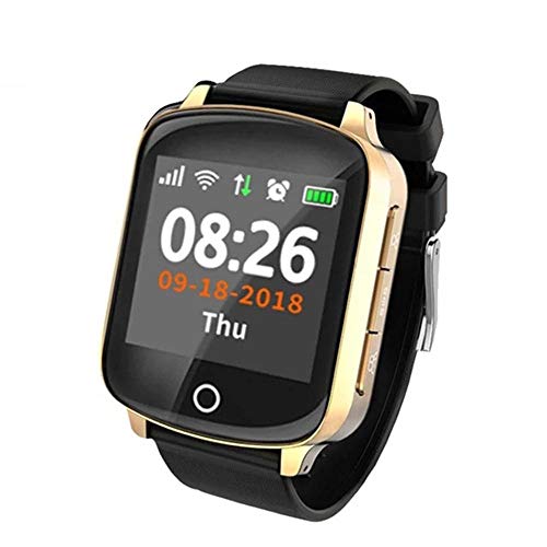 ZHANGYANG Reloj Inteligente para Ancianos GPS + LBS + WiFi Posicionamiento Monitor de presin Arterial de frecuencia cardaca Anti-prdida Alarma de cada IP68 Podmetro Impermeable-Dorado