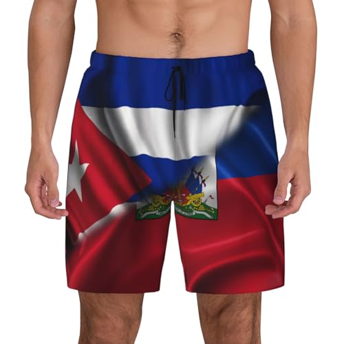 Cuban Salvadorean Flag Mens Swim Trunks with Compression Liner 2 in 1 Quick Dry Bathing Suit Beach Shorts