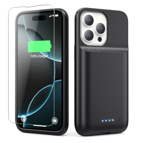 HETP Battery Case for iPhone 16 Pro Upgraded 7500mAh Portable Charging Case Ultra-Slim Lightweight Powerful Extended Battery Pack for iPhone 16 Pro (6.3 inch)-Black