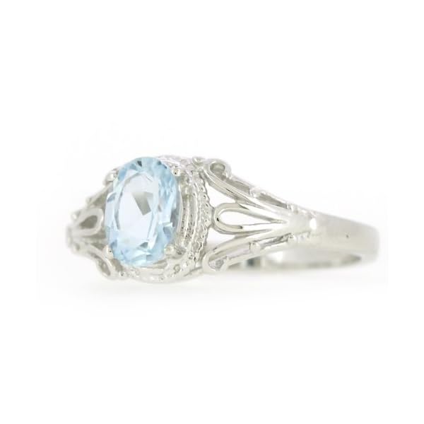 BL Jewelry Filigree Sterling Silver Oval Cut Natural Aquamarine Ring (3/4 CT.T.W) in Vintage Style (6)