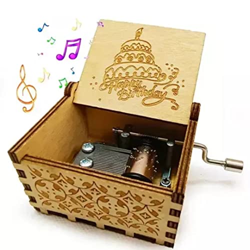 Image of Zesta Happy Birthday Musical Box Gift | Music Crank Mini Collectible for Girlfriend, Boyfriend, Husband, Wife | Unique Musical Gifts for Music Lovers | Vintage Wooden Box