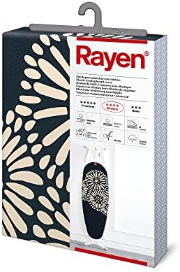 Rayen | Universal ironing board cover | 3 layers: Foam, flannelette, 100% cotton fabric | Rayen Medium range | 127 x 51 cm | Navy Blue with Beige Flower