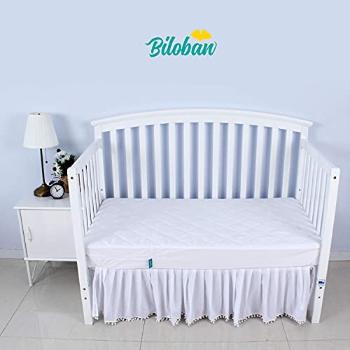 Image of Zippered Crib Mattress Protector Waterproof, 6-Sided Encasement, White | Zippered 6-Sided Cover, Waterproof Barrier, Breathable Fabric, Absorbent Layer, Machine Washable, Fits Standard Crib Mattress