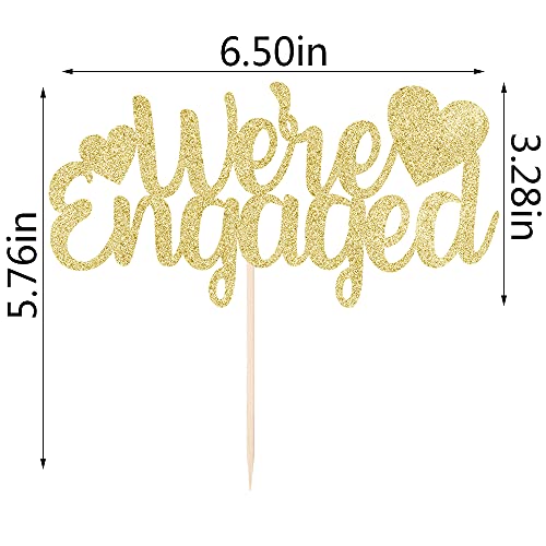 Kaoenla We're Engaged Cake Topper， Gold Glittery Engagement Party Decorations,Engagement Celebration Decorations，Wedding Bachelorette Party， Wedding Party Decorations Supplies (Golden) #TOP2