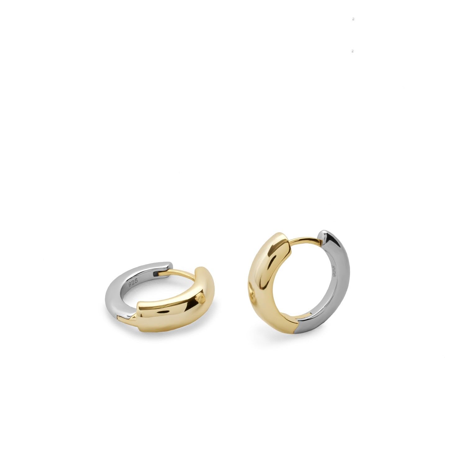 Pendientes de aro bicolor diámetro pequeño con dorado delante
