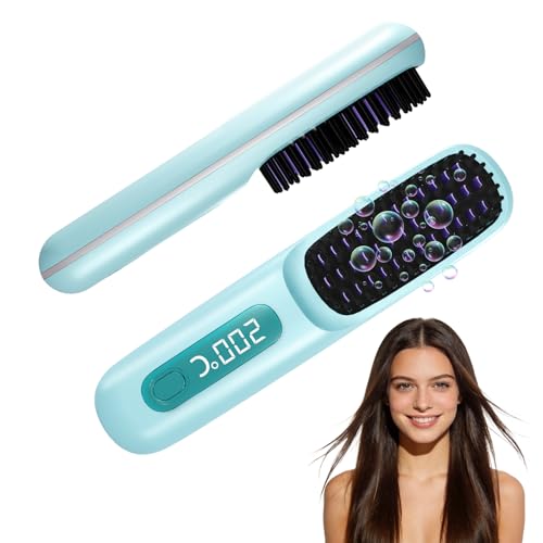 Go Brush Pro 2026, Portable Straightener Brushs for Travel, with LCD Temperature Display, Fast...