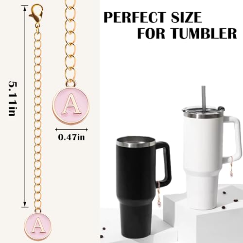 Letter Charm Accessories for Stanley Cup, 3Pcs Initial Chain Water Bottle Handle Name Id Charm for Tumbler Cups-A4