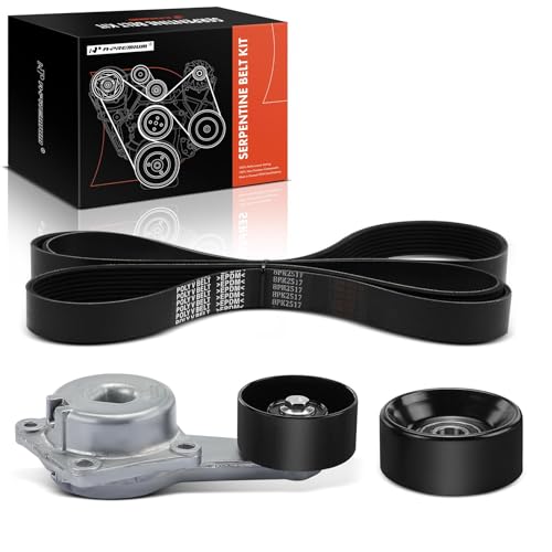 A-Premium Serpentine Drive Belt Kit W/Tensioner & Idler Compatible with Ford & Starcraft Cars - F-150 F-250 E-150 Econoline E-350 Super Duty Excursion Expedition Bus Starlite - 4.6L 5.4L 6.8L