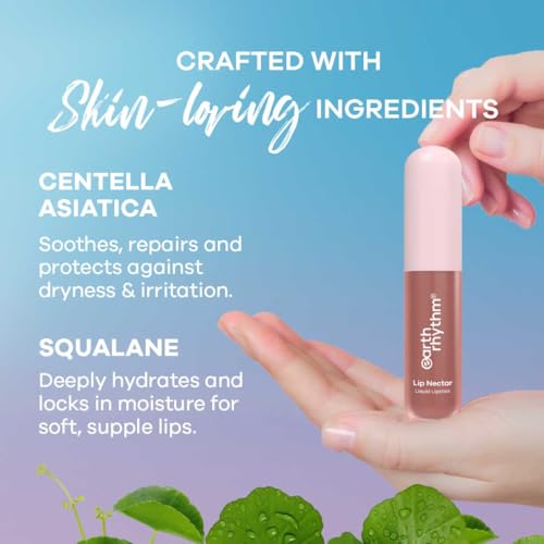 Image of Earth Rhythm Lip Nectar Matte Liquid Lipstick, Weightless, Never Drying, No Mineral Oil 5g - Cocoa