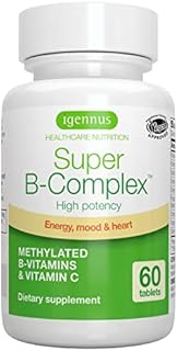 Super B-Complex – Methylated Sustained Release B Complex & Vitamin C, Folate & Methylcobalamin, Vegan, 60 Small Tablets