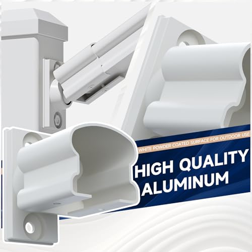 Image of Egadis 4 Pack Aluminum Deck Railing Bracket Connector, Adjustable Railing Bracket, White Outdoor Textured AAMA2604 Powder-Coat Finish Rail Modular System for Decks, Porches & Balconies