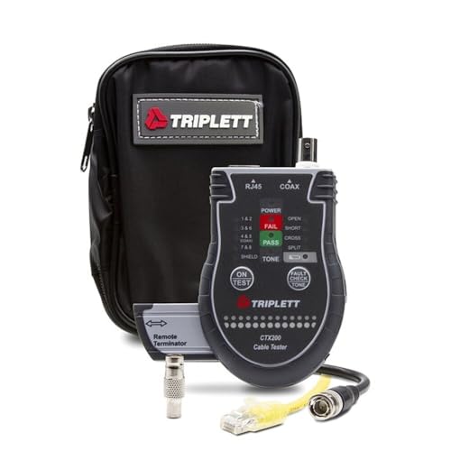 Image of Triplett CTX200 Pocket CAT LAN Tester for RJ45, CAT 5 /6, and Coax Cables with Instant Pass /Fail Results