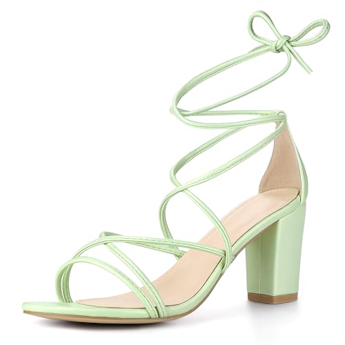 Perphy Lace Up Heels Strappy Chunky Heel Sandals for Women