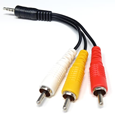 DRUT 25cm short 3.5mm 4 Pole Jack Plug to 3 x RCA Phono Composite Audio Video AV AUX Lead Cable 0.8ft - Image 2