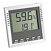 TFA Dostmann digitale thermo-hygrometer KLIMA GUARD, 30.5010, voor controle van temperatuur en luchtvochtigheid, dauwpunkt, hoge precisie, alarmfunctie, zilver-grijs, (L) 106 x (B) 24 (44) x (H) 106mm