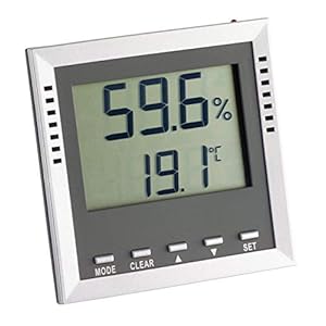 TFA Dostmann digitale thermo-hygrometer KLIMA GUARD, 30.5010, voor controle van temperatuur en luchtvochtigheid, dauwpunkt, hoge precisie, alarmfunctie, zilver-grijs, (L) 106 x (B) 24 (44) x (H) 106mm